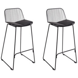 Beliani Set Of 2 Bar Chairs Pensacola Metal Black