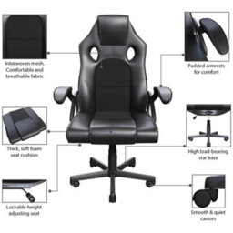 Lassic Vida Designs Coma Racing Gaming Ukfr Chair, Black - thumbnail 7