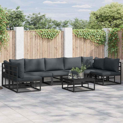 Berkfield Garden Sofa Set With Cushion 8 Pcs Black Aluminium - image 1