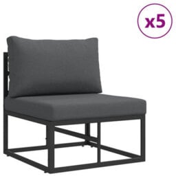 Berkfield Garden Sofa Set With Cushion 8 Pcs Black Aluminium - thumbnail 3
