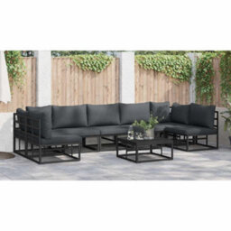 Berkfield Garden Sofa Set With Cushion 8 Pcs Black Aluminium - thumbnail 6
