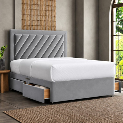 Luxury Upholstered Divan Bed With Side Storage Drawers & Tall Headboard - image 1