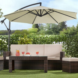 Garden Gear Cantilever Parasol With Cover, Umbrella Canopy Outdoor Sun Shade (Cream) - thumbnail 1