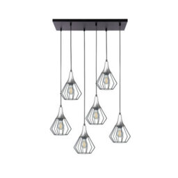 Luminosa Lighting Luminosa Selene Cluster Pendant Ceiling Light Black, Silver 6X E27 - thumbnail 1