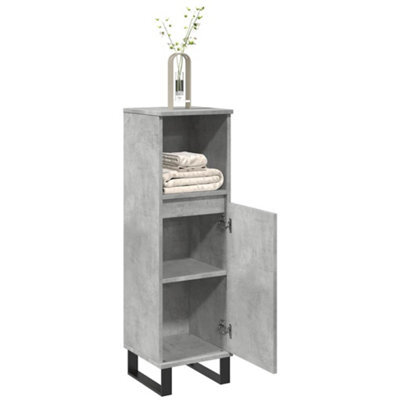 Walplus Bathroom Cabinet Concrete Grey 30X30X100 Cm Engineered Wood - image 1