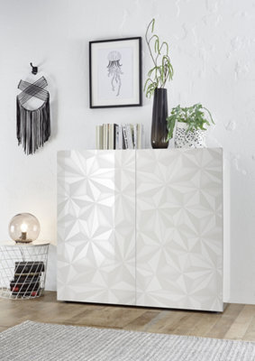 FurniComp LTD Furnicomp Evora 2 Door White Gloss Tall Sideboard/highboard - image 1