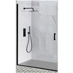 Homestylestore Black Reversible Recessed Hinged Door Shower Enclosure And Light Grey Slate Effect Tray 1100 X 700mm