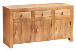 Wyld Haus Manila Light Mango Wood Large Sideboard 3 Drawers 3 Doors - thumbnail 3