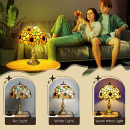 Homcom Stained Glass Table Lamp, Handmade Antique Bedside Lamp - thumbnail 5