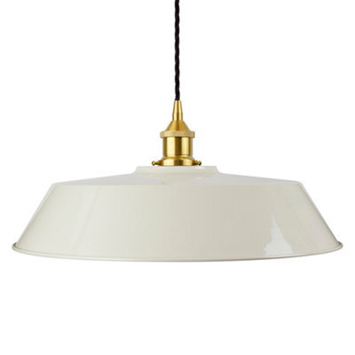 Clay White Large Chancery Painted Dome Pendant Light With Polished Brass Lamp Holder And Black Twisted Cable - Se Home - image 1