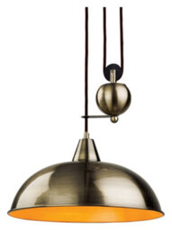 Luminosa Lighting Luminosa Century 1 Light Rise & Fall Dome Ceiling Pendant Antique Brass, E27 - thumbnail 2