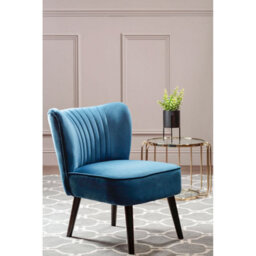 Orsina Blue Velvet Chair, Curved Back Accent Chair, Easy To Assemble Borg Chair, Comfy Office Chair - thumbnail 5