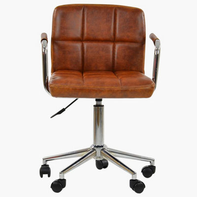 Lakeland Furniture Bahama Vintage Brown Faux Leather Chrome Base Office Chair - image 1