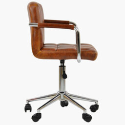 Lakeland Furniture Bahama Vintage Brown Faux Leather Chrome Base Office Chair - thumbnail 3