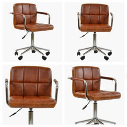 Lakeland Furniture Bahama Vintage Brown Faux Leather Chrome Base Office Chair - thumbnail 4