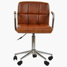 Lakeland Furniture Bahama Vintage Brown Faux Leather Chrome Base Office Chair