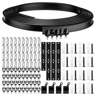 5Meter Black Flexible Straight Standard Bay Window Curtain Track Glider Rail - image 1