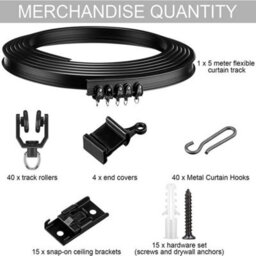 5Meter Black Flexible Straight Standard Bay Window Curtain Track Glider Rail - thumbnail 2