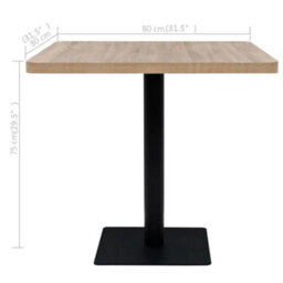 Berkfield Bistro Table Mdf And Steel Square 80X80X75 Cm Oak Colour - thumbnail 6