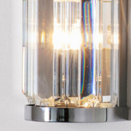 Ip44 Bathroom Wall Light Chrome & Crystal Round Glass Modern Slotted Jewel Lamp - thumbnail 3
