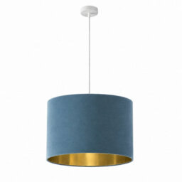 CGC Lighting Cgc Nila Luxury Teal Velvet & Gold Inner Round Pendant Drum Lamp Shade - thumbnail 2