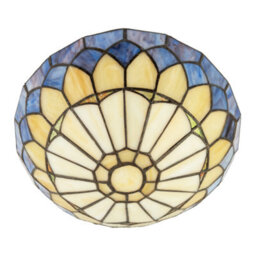 Happy Homewares Lavender Purple Stained Glass Domed Tiffany Pendant Shade With Chains - thumbnail 5