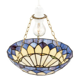 Happy Homewares Lavender Purple Stained Glass Domed Tiffany Pendant Shade With Chains - thumbnail 3
