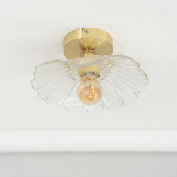 Valuelights Cassia Gold Flush Ceiling Light With Clear Glass Flower Shade - Led Bulb Included - thumbnail 3