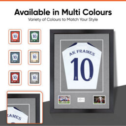 "AK Frames 77.5X58.5Cm Matte Black Shirt Frame With Mid Grey Mount -49X42.5Cm Shirt Window -5X.3.5"" Photos - 7.5X4.5Cm Name Plate" - thumbnail 6