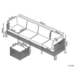 Wyld and Coco Veranda Luxe Outdoor 4-Seater Modular Sofa Set - Light Beige Pe Rattan, Powder-Coated Steel Frame, Glass Coffee Table - thumbnail 3