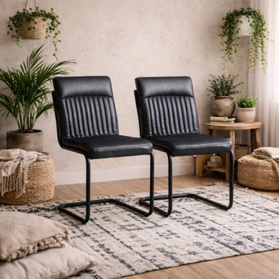 Wyld Haus Penang Set Of 2 Dark Grey Faux Leather Dining Chairs - image 1