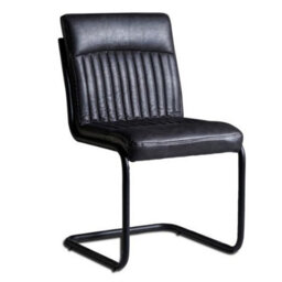 Wyld Haus Penang Set Of 2 Dark Grey Faux Leather Dining Chairs - thumbnail 2