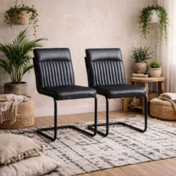 Wyld Haus Penang Set Of 2 Dark Grey Faux Leather Dining Chairs - thumbnail 1