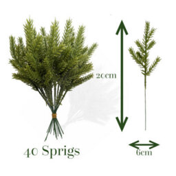 Best Artificial 40 Christmas Pine Green Sprig Spruce Needles Branches Diy Craft Garland Wreath Decoration - thumbnail 5