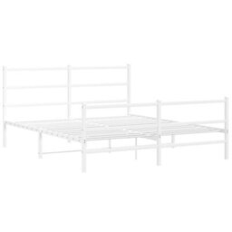 Berkfield Metal Bed Frame Without Mattress With Footboard White 150X200Cm - thumbnail 3