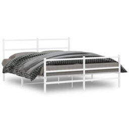 Berkfield Metal Bed Frame Without Mattress With Footboard White 150X200Cm - thumbnail 2