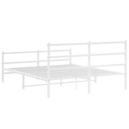 Berkfield Metal Bed Frame Without Mattress With Footboard White 150X200Cm - thumbnail 7
