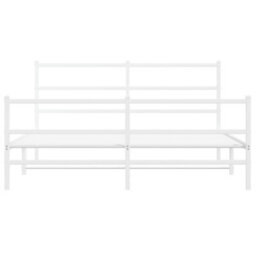 Berkfield Metal Bed Frame Without Mattress With Footboard White 150X200Cm - thumbnail 5