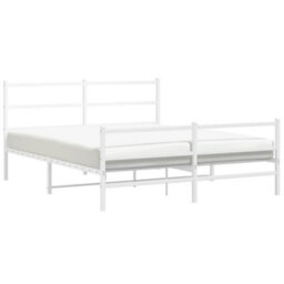 Berkfield Metal Bed Frame Without Mattress With Footboard White 150X200Cm - thumbnail 4