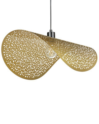 Wyld And Coco Golden Iron Pendant Lamp With Perforated Shade, Modern Glamour, W60 X D30 X H157 Cm - image 1