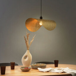 Wyld And Coco Golden Iron Pendant Lamp With Perforated Shade, Modern Glamour, W60 X D30 X H157 Cm - thumbnail 2