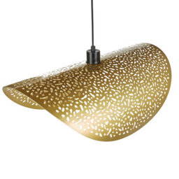 Wyld And Coco Golden Iron Pendant Lamp With Perforated Shade, Modern Glamour, W60 X D30 X H157 Cm - thumbnail 5