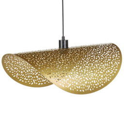 Wyld And Coco Golden Iron Pendant Lamp With Perforated Shade, Modern Glamour, W60 X D30 X H157 Cm - thumbnail 4