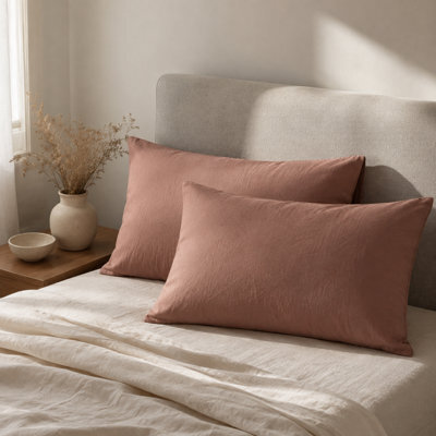 Where Saints Go Ltd Terracotta Washed Cotton Pillowcases Pack Of 2 50 X 75Cm - image 1