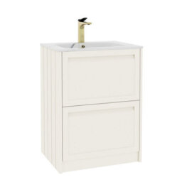 Royal Bathrooms Elmore 600mm Traditional Floor Standing 2 Drawer Bathroom Vanity Unit With Sintered Stone Basin Sink Classic White - thumbnail 6