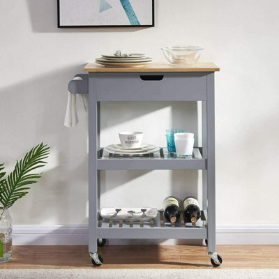 3-Tier Kitchen Rolling Slim Trolley Island Serving Cart Organiser With Drawer - image 1