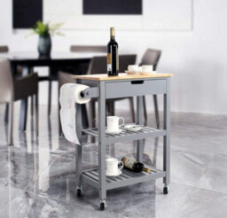 3-Tier Kitchen Rolling Slim Trolley Island Serving Cart Organiser With Drawer - thumbnail 5