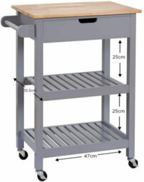 3-Tier Kitchen Rolling Slim Trolley Island Serving Cart Organiser With Drawer - thumbnail 3