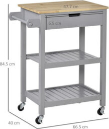 3-Tier Kitchen Rolling Slim Trolley Island Serving Cart Organiser With Drawer - thumbnail 2
