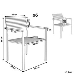 Beliani Set Of 6 Garden Chairs Viareggio Teak Wood Brown - thumbnail 3